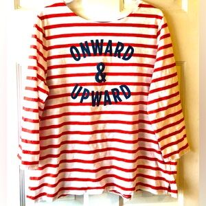 Old Navy Red White Stripe Blue Onward & Upward Graphic Nautical Tee Shirt XXL